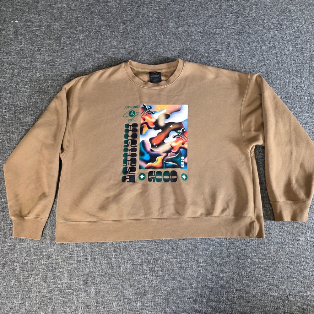 Jordan Womens Artist Series Brooklyn Fleece Crewneck Dark Driftwood FD7860-258 M